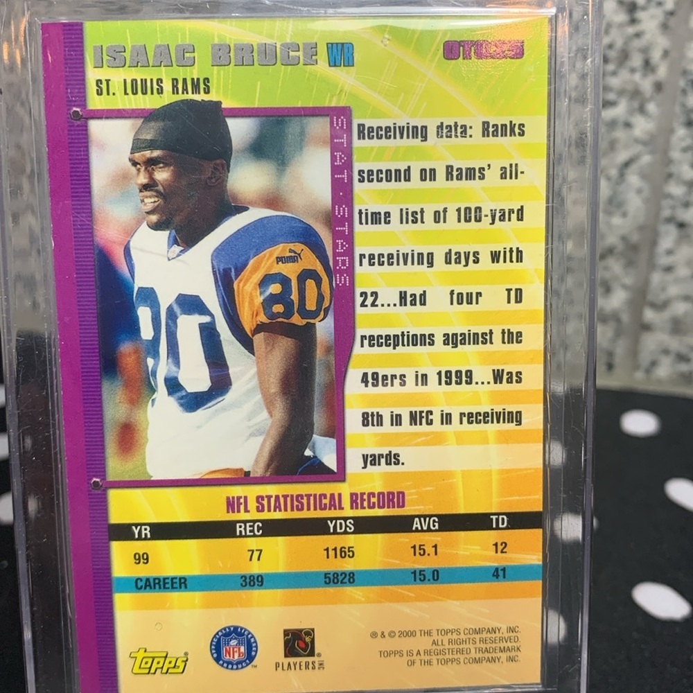 Isaac Bruce Stat Stars & Torry Holt Rookie Card STL LA Rams HOF In Case Nice!! - Picture 6 of 9